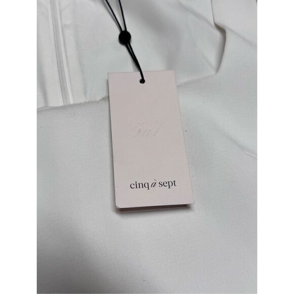 NWT Cinq a Sept Amara White Choker Mock Neck Crop Top BELL Sleeve SZ 2 - Picture 12 of 12